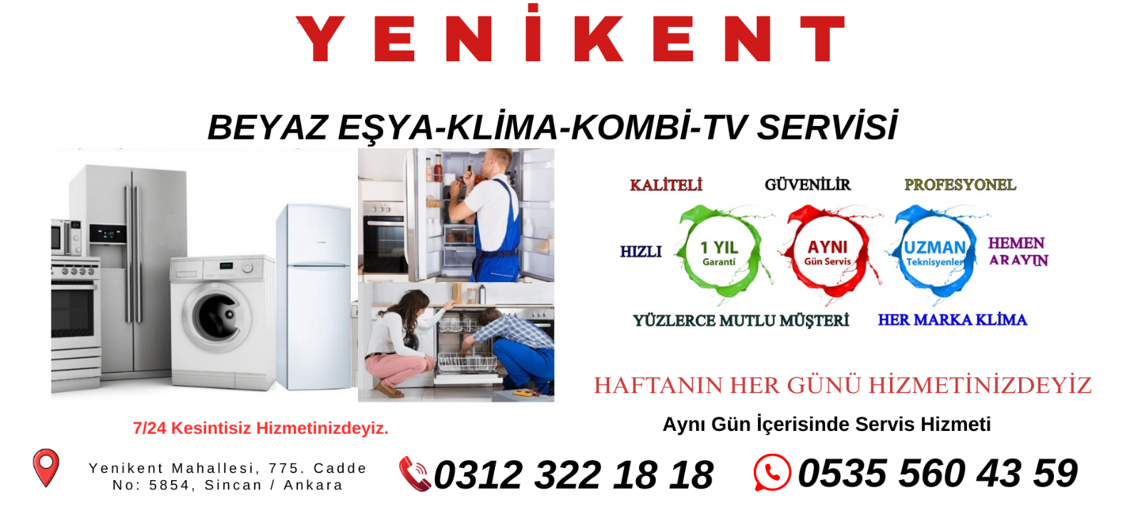 Yenikent Beyaz Eşya Servisi